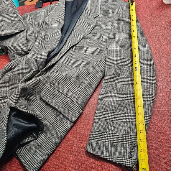 Christian Aujard Glen Plaid Cashmere Blazer Jacket 42R Black White Quiet Luxury - Picture 12 of 13